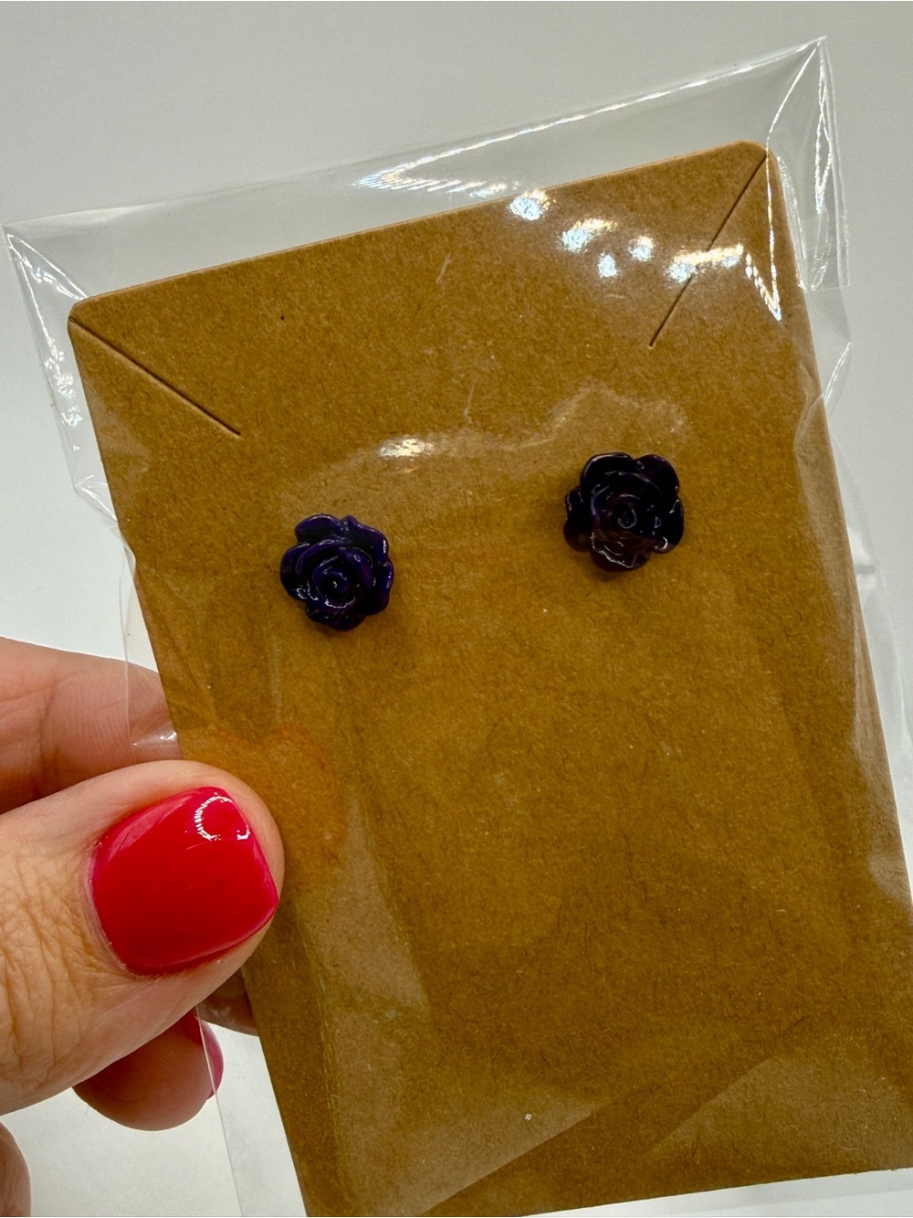 Purple Rose Stud Earrings - Women Jewelry